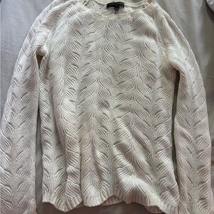Banana Republic White Crew Neck Sweater with Cable Knit